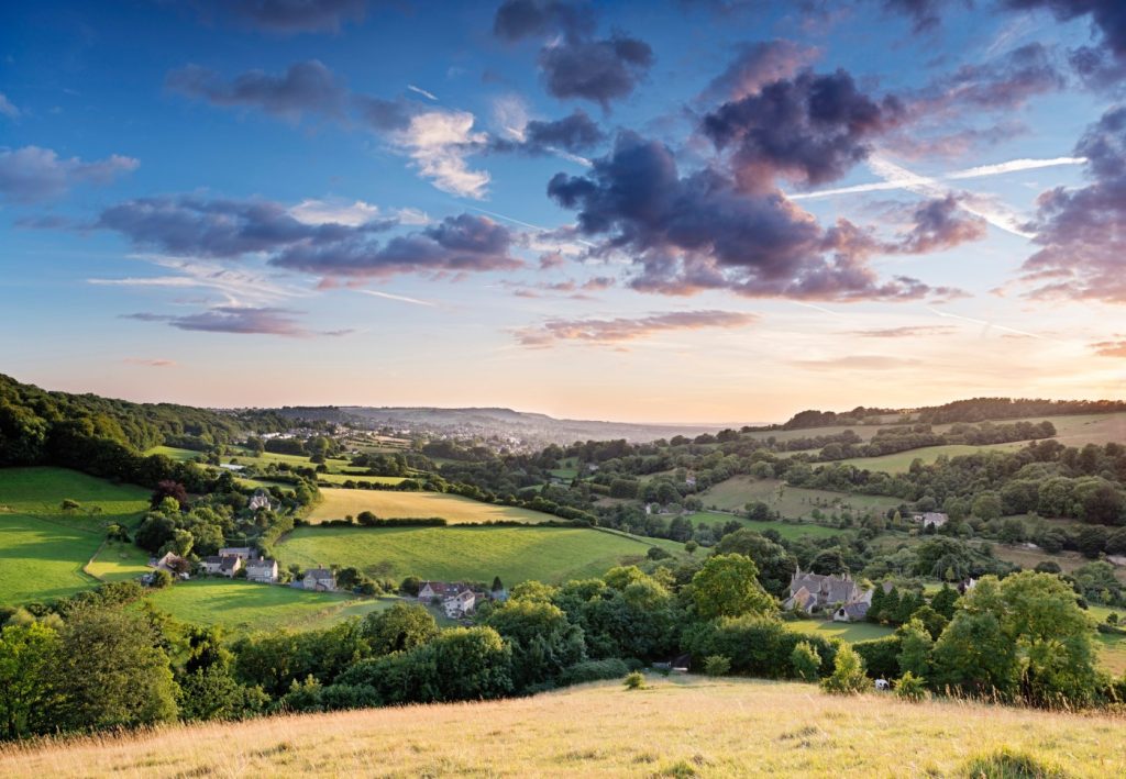 DNGWM6 Slad Valley Stroud Gloucestershire Cotswold; Cotswolds Area of Outstanding Natural Beauty;